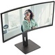 Монитор AOC, Извит, 34", VA, WQHD, 100Hz, 4ms, 1ms, FlickerFree, Високоговорители 5W x 2, HA, HDMI, DisplayPort, USB, hub, USC-C, KVM, RJ45, CU34P3CV, Черен