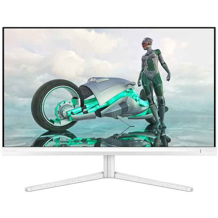 Monitor Gaming Philips EVNIA, 27", IPS, FHD, 180 Hz, 1 ms, 0,5 ms, HDR10, FlickerFree, Hangszórók 2W x 2, HA, Pivot, HDMI, DisplayPort, fehér, 27M2N3201A/00