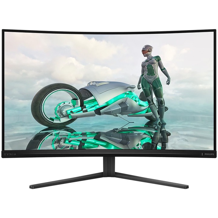 Monitor Gaming Philips EVNIA ívelt, 31,5", VA, QHD, 180 Hz, 1 ms, 0,5 ms, HDR10, FlickerFree, HDMI, DisplayPort, 32M2C3500L/00, fekete