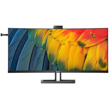 Monitor Philips Curbat, 39.7", IPS, 5120x2160, 75Hz, 4ms, HDR10, FlickerFree, Boxe 5W x 2, Webcam, HA, HDMI, DisplayPort, DaisyChain, USB, hub, USB-C, KVM, RJ45, 40B1U6903CH/00, Negru