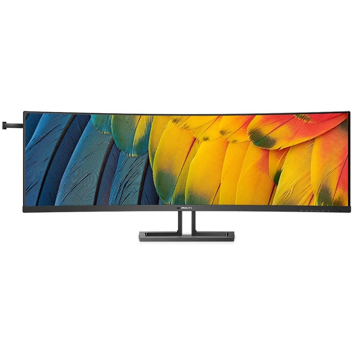 Philips monitor, ívelt, 44,5", VA, DQHD, 75 Hz, 4 ms, HDR400, FlickerFree, hangszórók 5Wx2, HA, HDMI, DisplayPort, USB, hub, USB-C, KVM, RJ45, 45B1U6900C/00, fekete