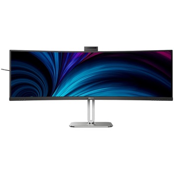 Monitor Philips Curbat, 48.8", VA, DQHD, 75Hz, 4ms, HDR400, FlickerFree, Boxe 5W x 2, Webcam, HA, HDMI, DisplayPort, USB, hub, USC-C, KVM, RJ45, 49B2U6900CH/00, Negru