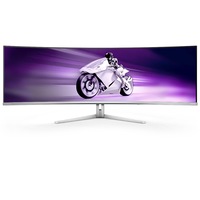 Monitor Gaming Philips EVNIA Curbat, 48.8", QD-OLED, DQHD, 240Hz, 0.03ms, HDR400, TrueBlack, FlickerFree, Boxe 7.5W x 4 + DTS, HA, HDMI, DisplayPort, USB, hub, USC-C, KVM, Ambiglow, Alb, 49M2C8900/00, Negru