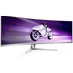 Monitor Gaming Philips EVNIA Curbat, 48.8", QD-OLED, DQHD, 240Hz, 0.03ms, HDR400, TrueBlack, FlickerFree, Boxe 7.5W x 4 + DTS, HA, HDMI, DisplayPort, USB, hub, USC-C, KVM, Ambiglow, Alb, 49M2C8900/00, Negru