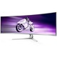 Monitor Gaming Philips EVNIA Curbat, 48.8", QD-OLED, DQHD, 240Hz, 0.03ms, HDR400, TrueBlack, FlickerFree, Boxe 7.5W x 4 + DTS, HA, HDMI, DisplayPort, USB, hub, USC-C, KVM, Ambiglow, Alb, 49M2C8900/00, Negru