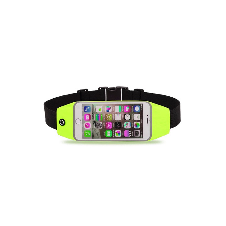 Sporttáska futáshoz, vízálló, átlátszó ablakkal, telefonokhoz 6,5"-ig zöld