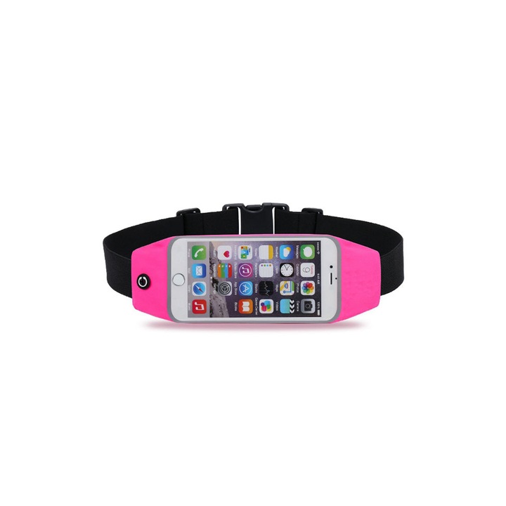 Sporttáska futáshoz, vízálló, átlátszó ablakkal, telefonokhoz 6,5"-ig rózsaszín