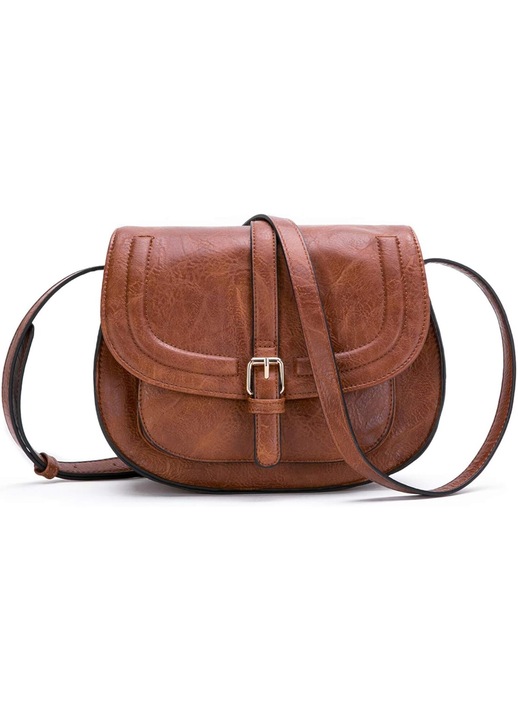 Női táska típusú táska, barna, ökológiai bőr, 23cm, elülső zsebbel