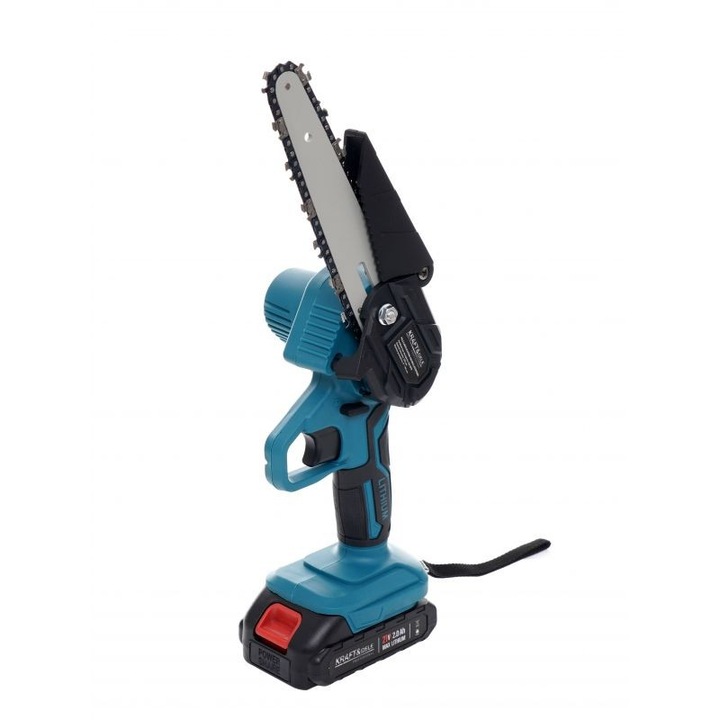 Kraft&Dele Akkus mini 6" láncfűrész, ágvágó, 2 db Li-ion akkuval, 21 V