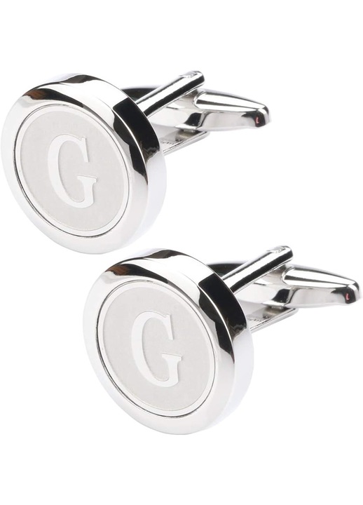 Butoni camasa personalizati cu initiala G, Alama, Argintiu