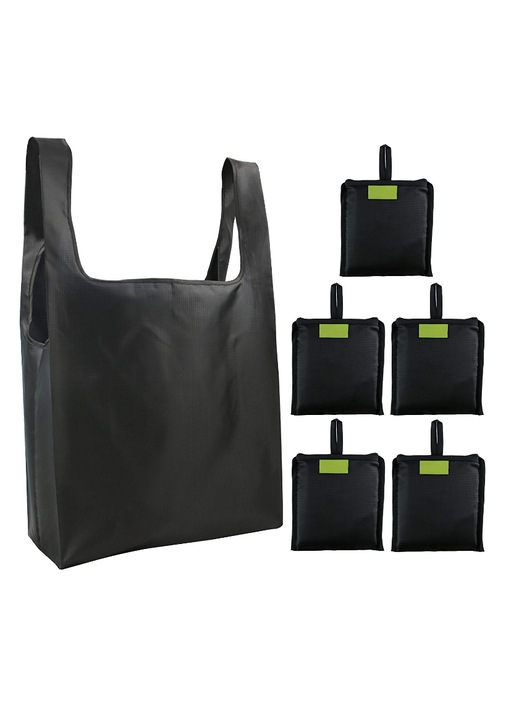 6 db újrafelhasználható táska készlet, táskával összecsukható, vízálló, többszínű