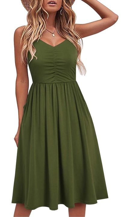 Rochie dama, Bumbac/Poliester, Verde, Verde