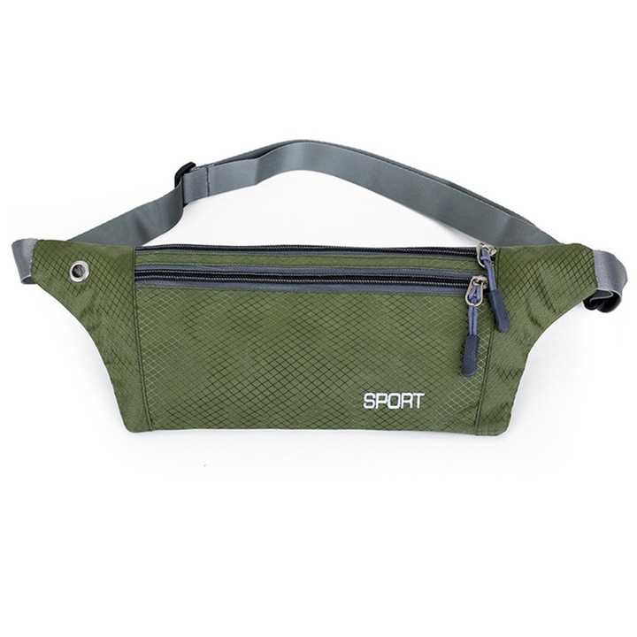 Unisex sport deréktáska, vízálló, sokszínű, futáshoz és utazáshoz, sötétzöld