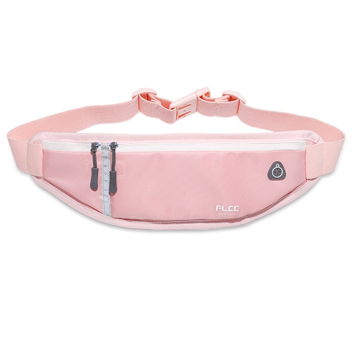 Állítható sport övtáska, több rekesszel, rózsaszín, futáshoz és fitneszhez