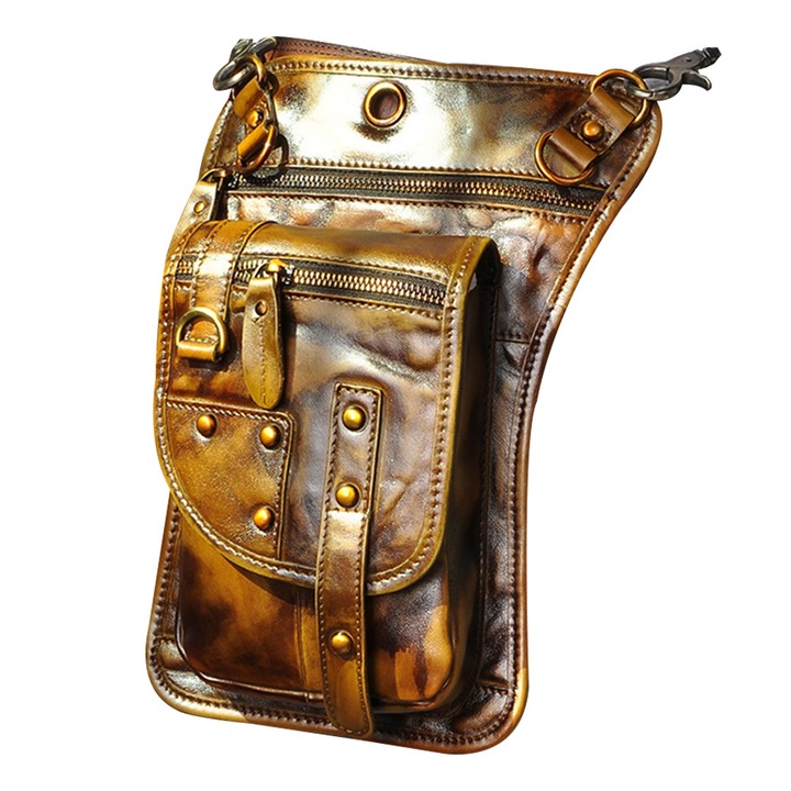 Taktikai táska motorosoknak QttvbTna, bőr, állítható, 17x3,5x28cm