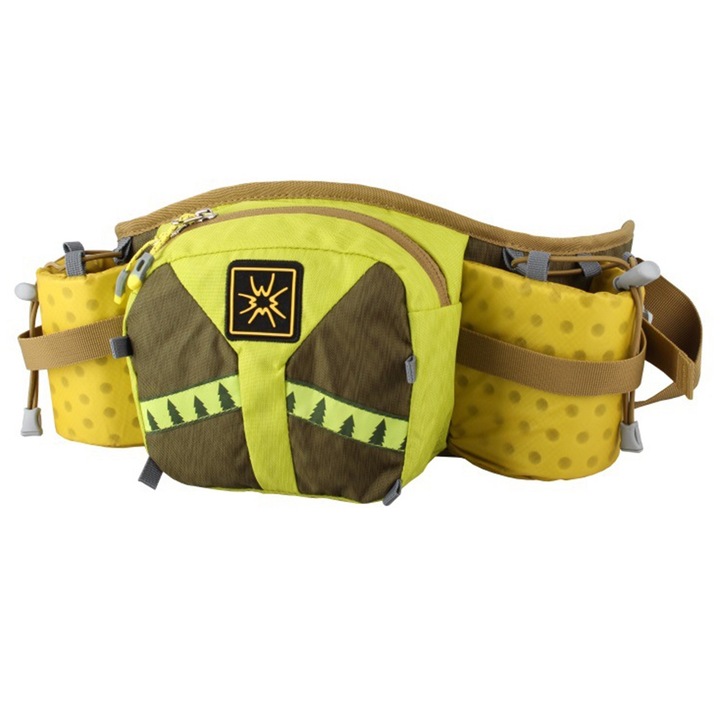 Futó deréktáska palacktartóval, vízálló, állítható, katonai zöld