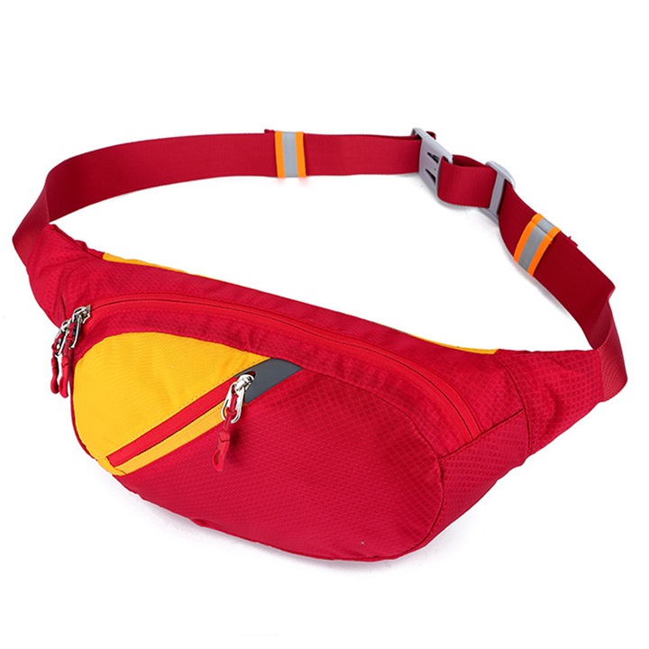 Sportos övtáska, futáshoz, nagy kapacitású, fekete