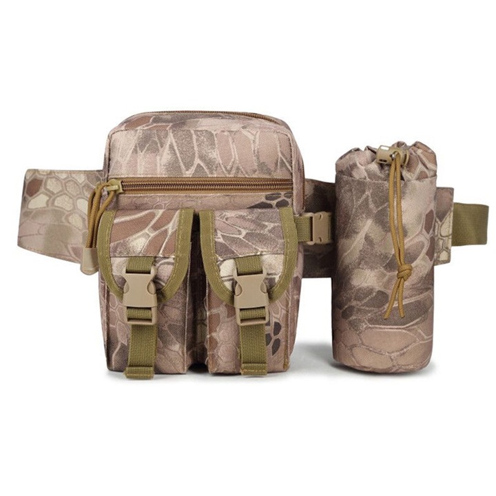 Unisex sport övtáska, Mud python terepmintás design, vízálló, nagy kapacitású, állítható