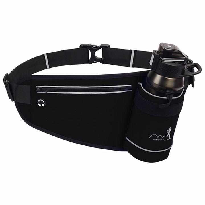 Vízálló, fényvisszaverő sport övtáska futáshoz és utazáshoz, fekete