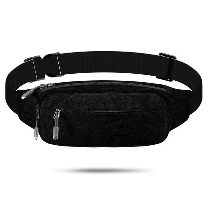 Sporttáska, Nylon, Vízálló, Multifunkcionális, 23 x 12 cm, Fekete