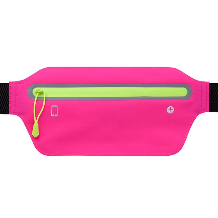 Ultravékony futótáska, vízálló, fényvisszaverő, rózsaszín