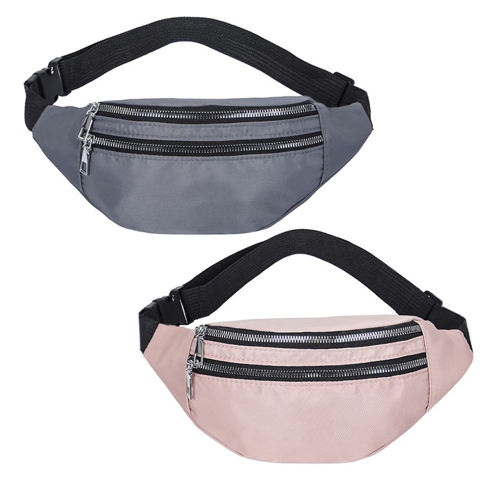 2 sporttáska szett, vízálló, multifunkcionális, rózsaszín és szürke, állítható