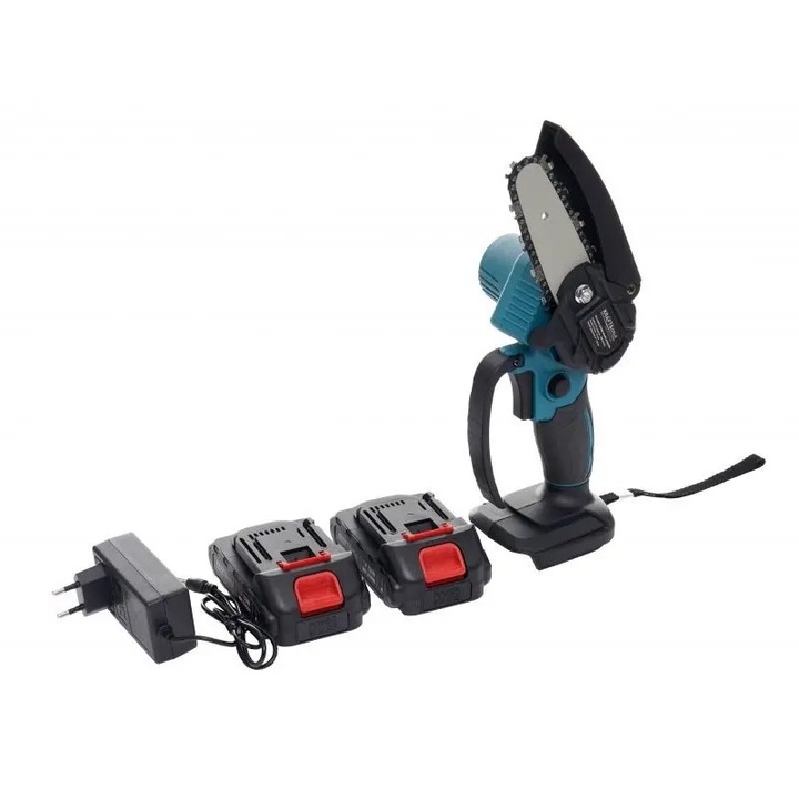 Kraft&Dele Mini ferastrau fara fir de 4", taietor de ramuri, cu 2 baterii Li-ion, 21 V