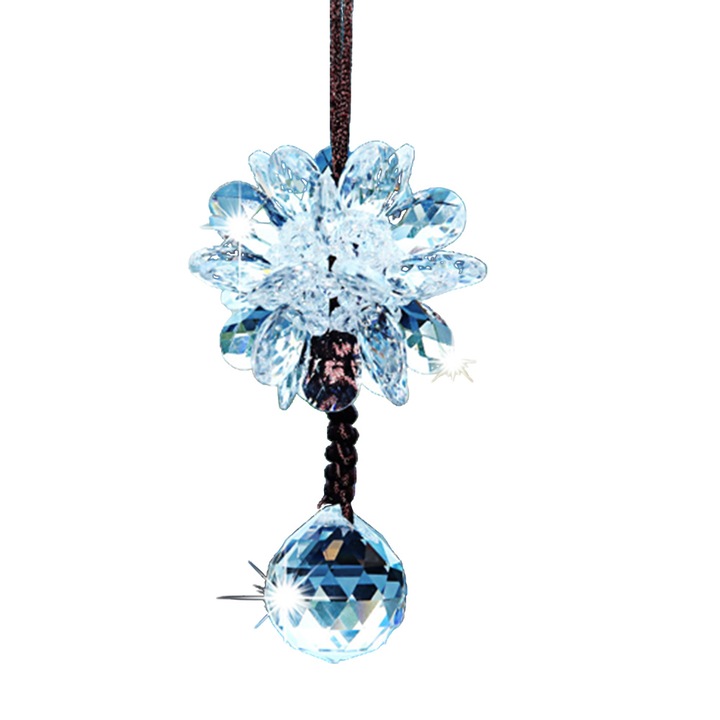 Kristályos prizmás medál, lánccal szett, napfogó, többszínű, 30x15cm