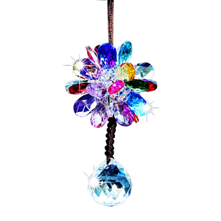 QttvbTna dekoratív medál, kristály, lánccal, szivárvány masnival, átlátszó