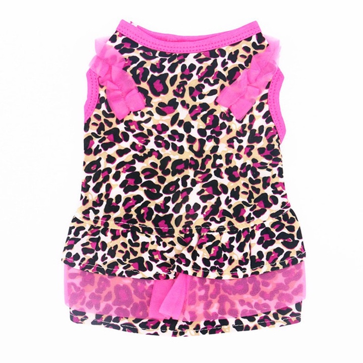 Rochita pentru caine, imprimeu leopard, bumbac/poliester, multicolor, S