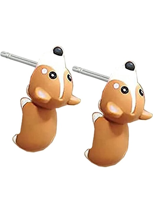 Cercei Stud cu Animale Haioase, Polimer, multicolor, 2x4.5cm