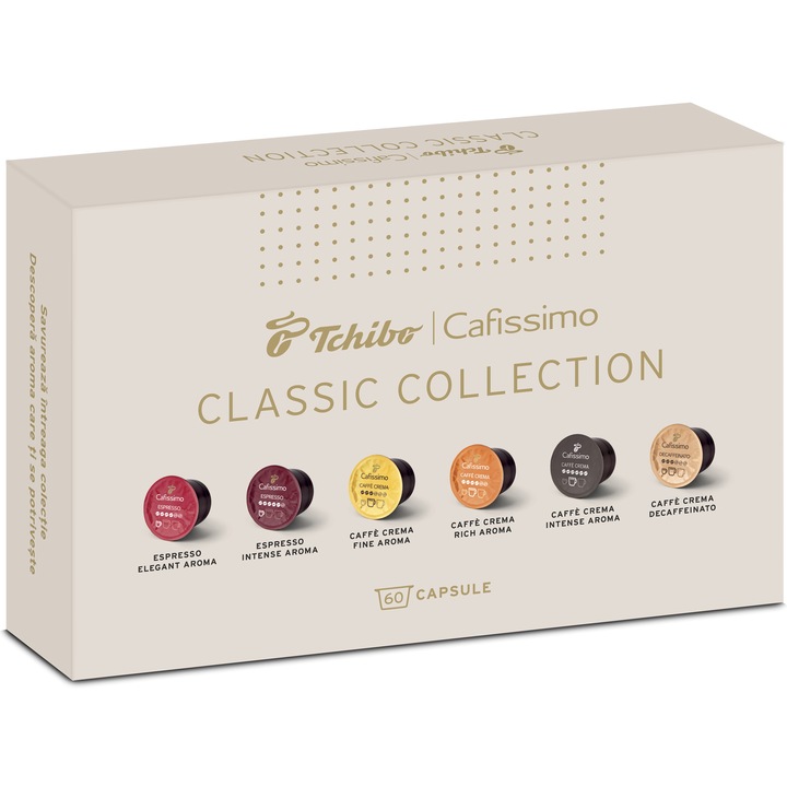 Комплект кафе на капсули Tchibo Cafissimo Classic Collection, 6 вкуса, 60 броя, 436 гр