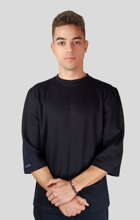 Tricou oversize din bumbac, de barbati, Negruzqsa, Negru