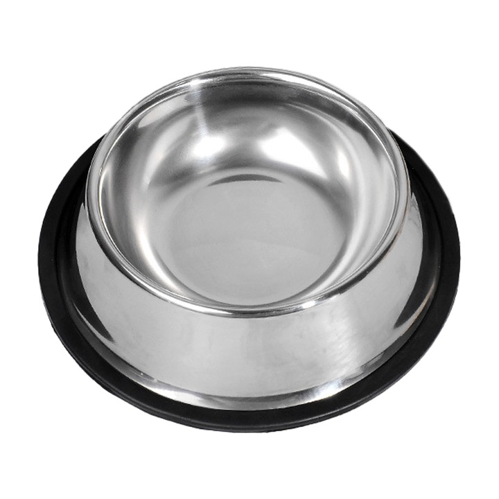 Set 2 castron inox pentru caini, antiderapant, 14x4.7cm, multicolor