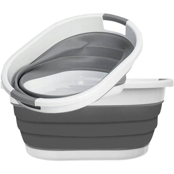 Cos Pentru Rufe Din Silicon, pliabil, eBA ® . alb/gri, 27 litri