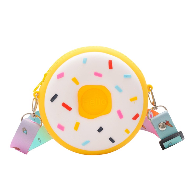 Gyermek táska, Jormftte, szilikon, fánk modell, többszínű