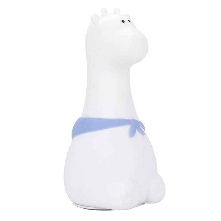 Детска нощна лампа, модел жираф, от силикон, бяло/синьо