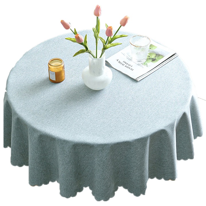Jormftte asztalterítők, kerek asztalterítő szett, vízálló, szürkéskék, 140cm