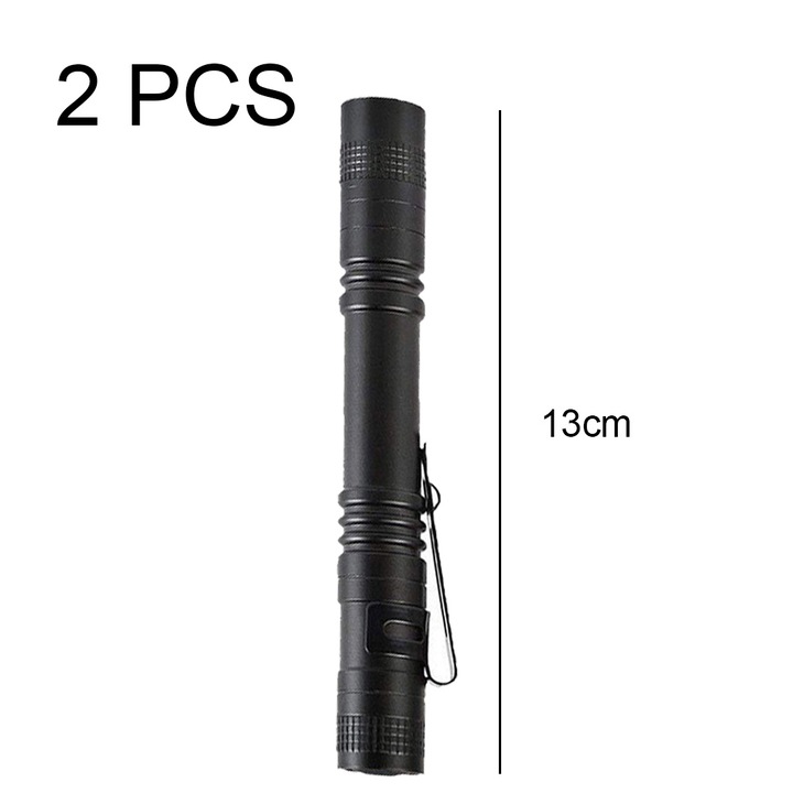Lanterna portabila Longziming, flashlight cu clip pentru pix, 13cm, waterproof, 29g