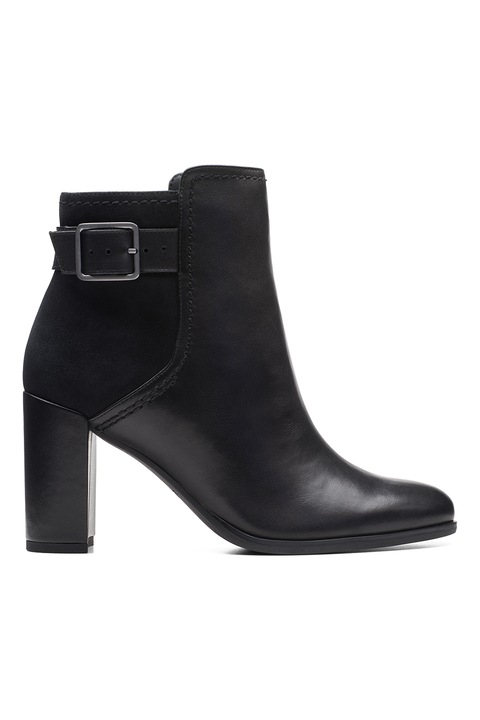 Clarks, Botine de piele si piele intoarsa Freva 85, Negru, 40