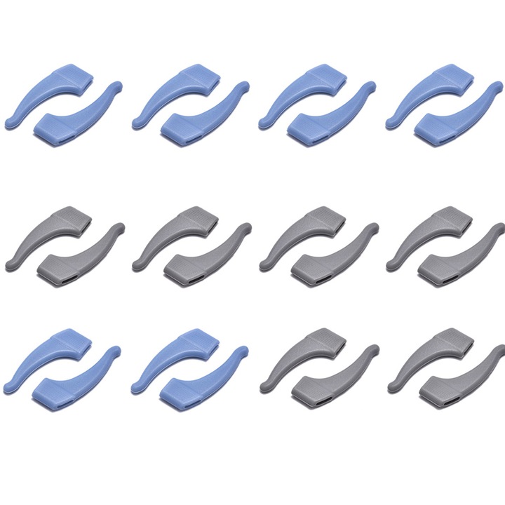 Set 12 perechi suporturi antiderapante pentru ochelari, silicon elastic, diverse culori