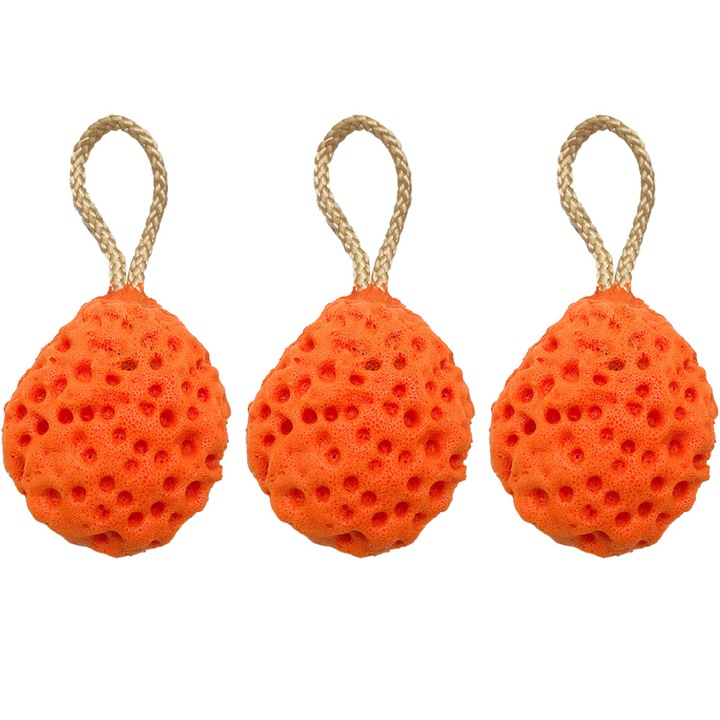 3 db-os fürdőgolyó készlet, poliészter, 9,5 cm, narancs