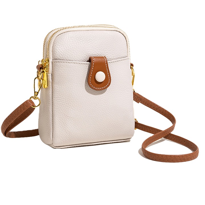 Bőr crossbody táska, Jormftte, fehér, állítható pánttal