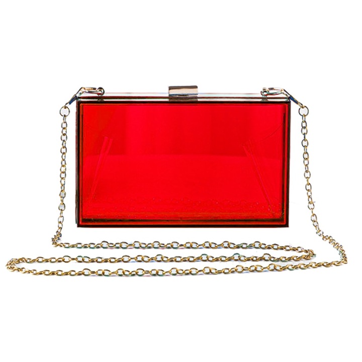 Női táska, akril, belső zsebbel, piros