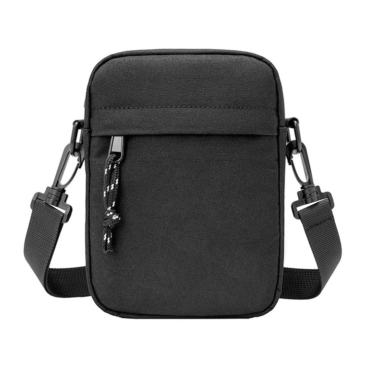 Crossbody táska USB töltőporttal, vízálló, fekete