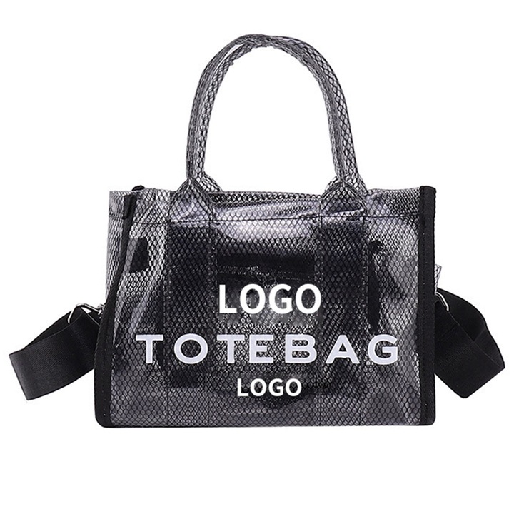 Átlátszó válltáska, mágneses kivitel, fekete, 24x17x12cm