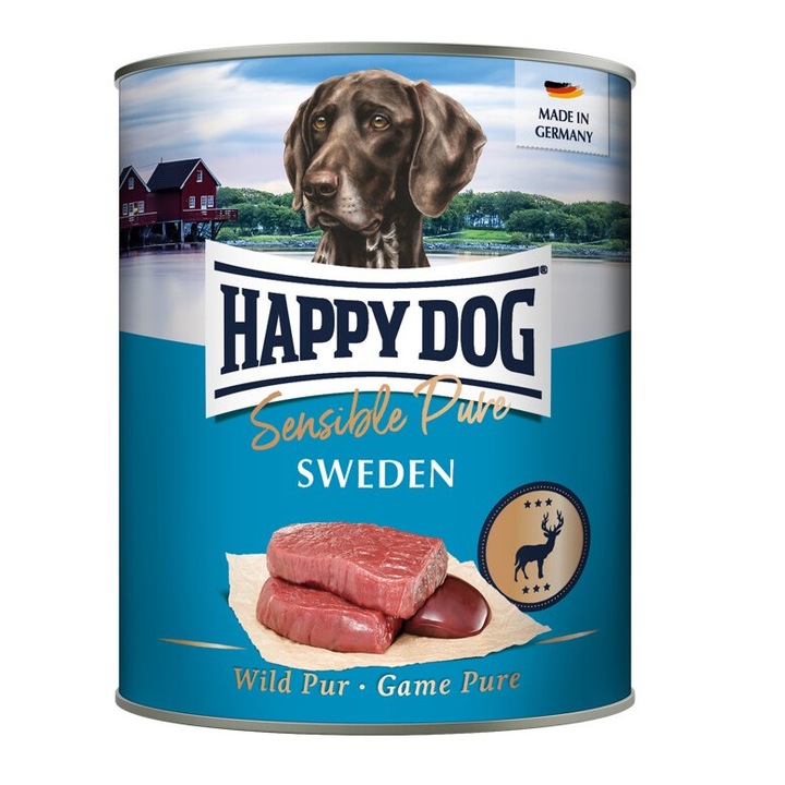 Nedves táp kutyáknak Happy Dog Sensible Sweden, 100% őz, gabonamentes, 800g