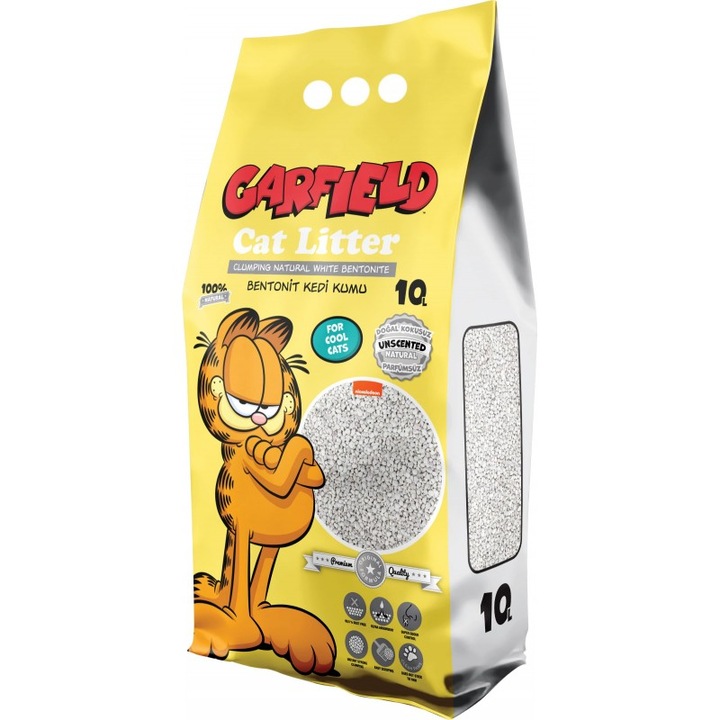 Asternut pentru animale Nickelodeon Garfield, bentonit natural, super absorbant, control miros, 10L