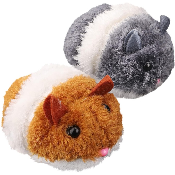 Комплект плюшени играчки, котка и мишка, реалистичен дизайн, меки и безопасни, 2 части