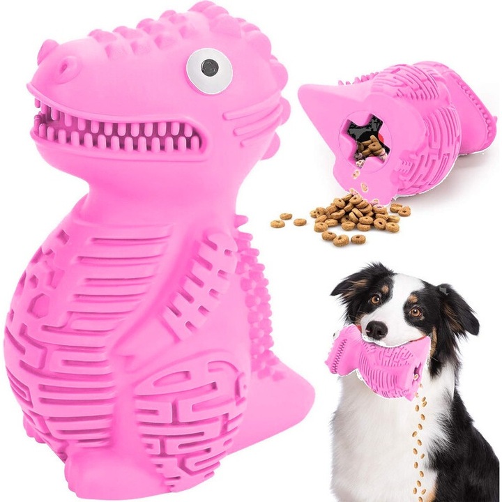 Интерактивна играчка за куче, AMRNUGL, устойчива на ухапване, розова